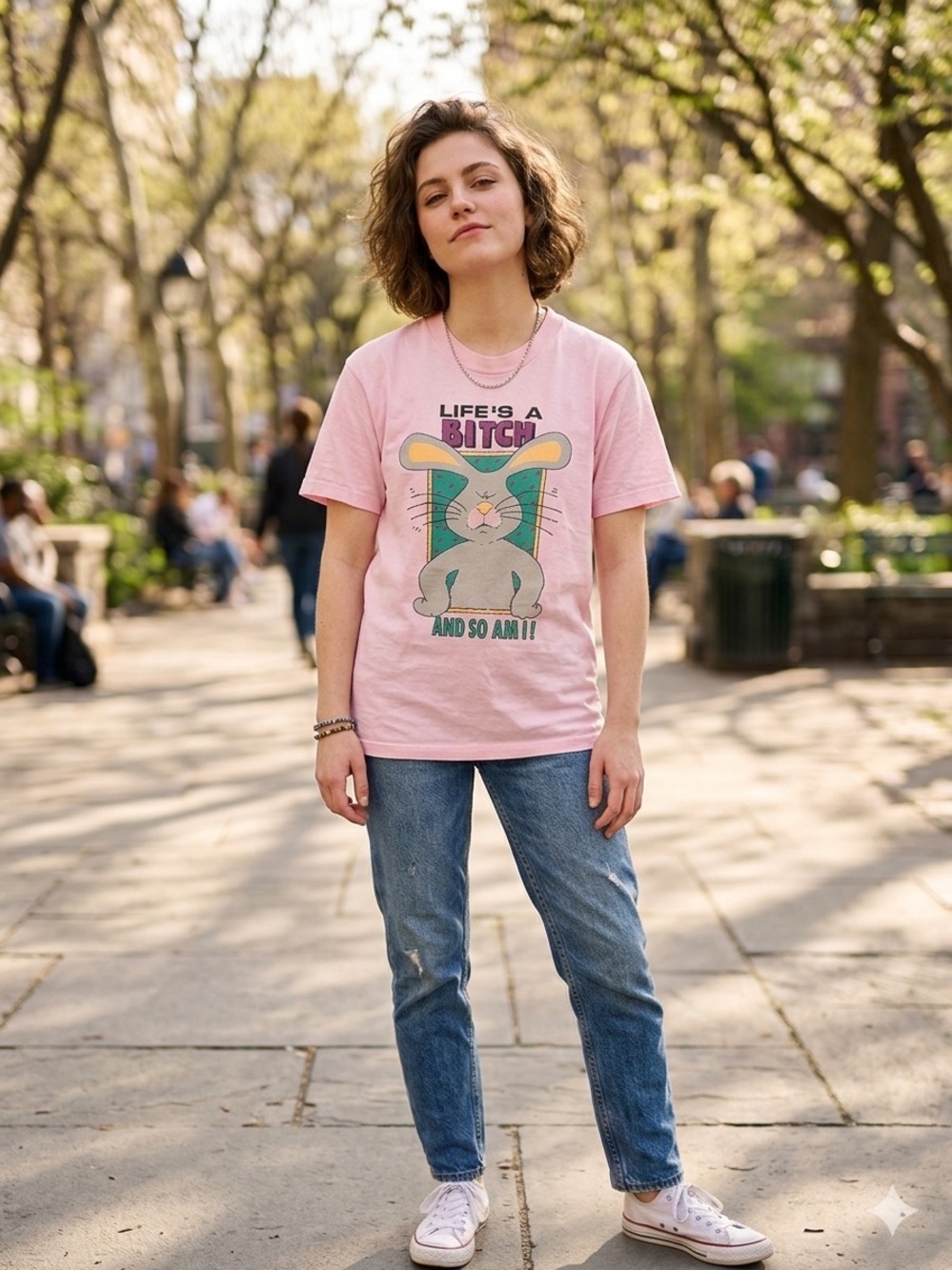 Vintage 80s  "Life's A B*tch" Single Stitch Pink Graphic T-Shirt L